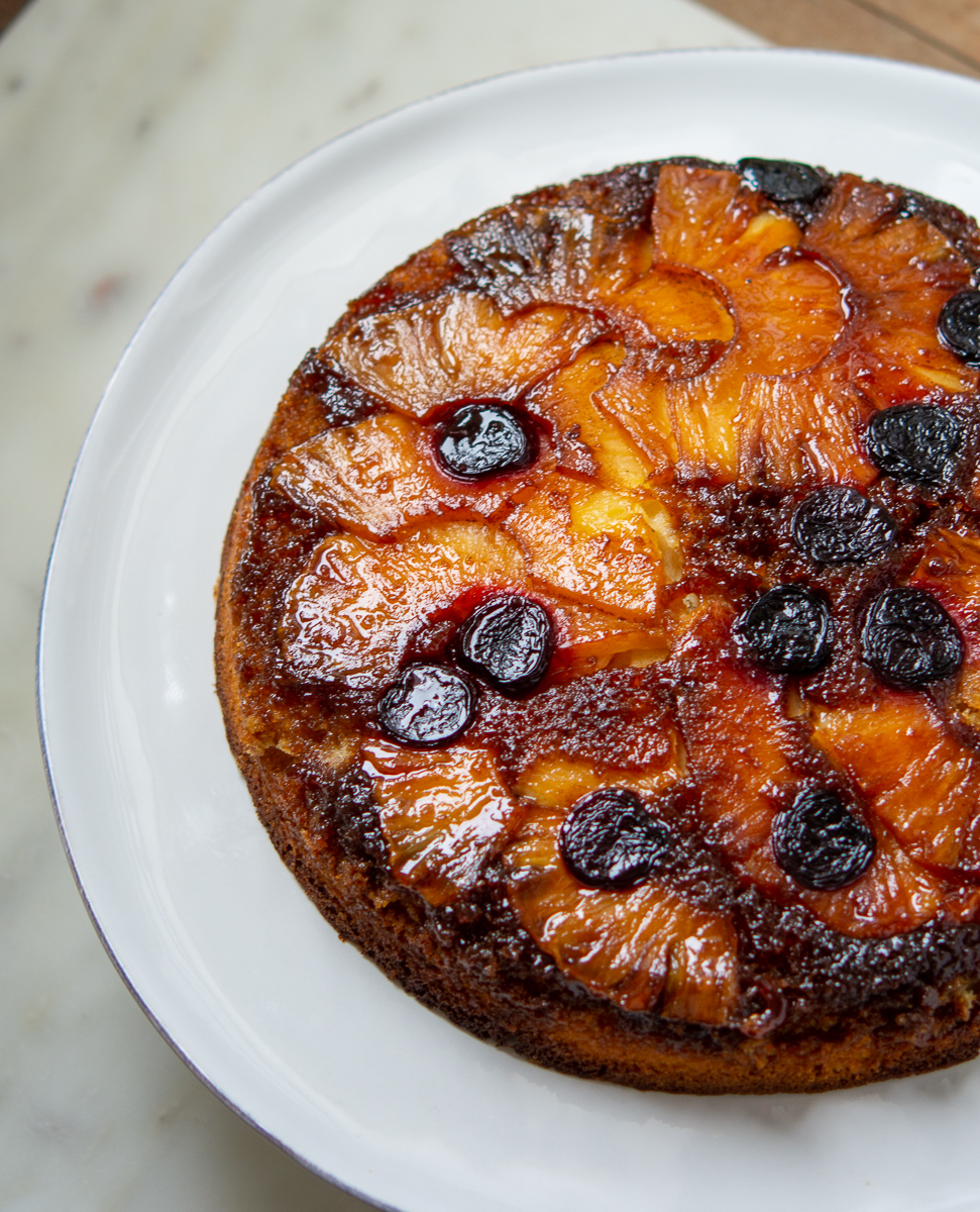 Spiced Plum Upside-Down Cake with Oats Recipe