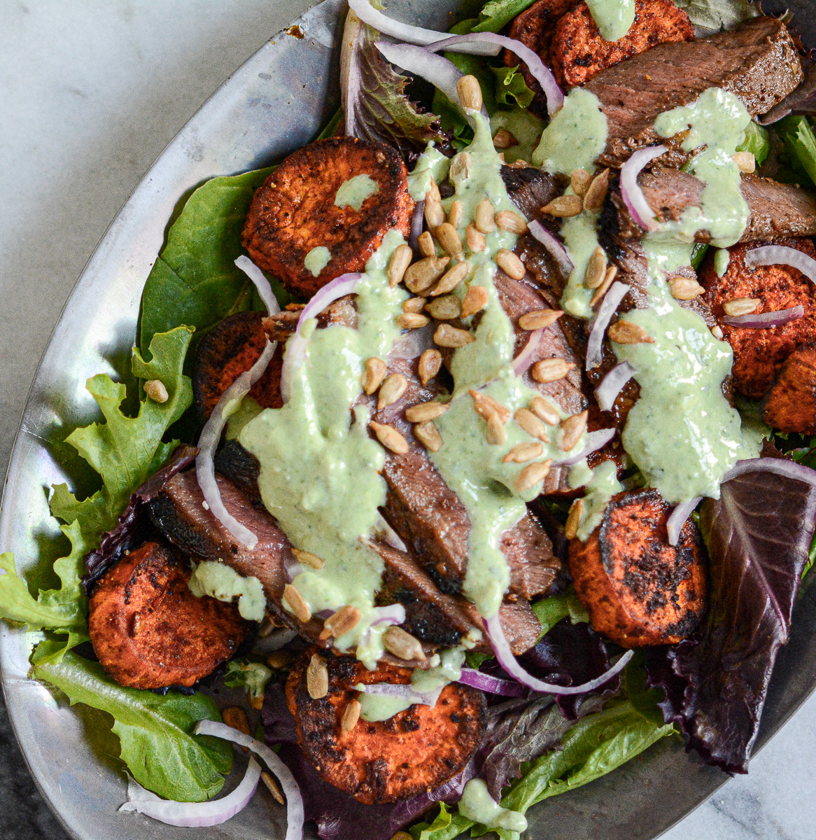 Grilled Steak Salad with Sweet Potatoes - SheCooks.Design